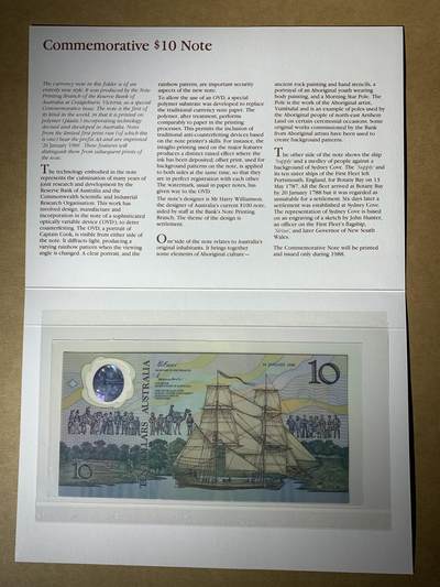 【礼羽收藏】🌏世界钱币拍卖第103期 - 【AA01022258】全新UNC 1988年澳大利亚10元塑料纪念钞 移民澳洲200年 AA冠 无347尾22258 钻石号