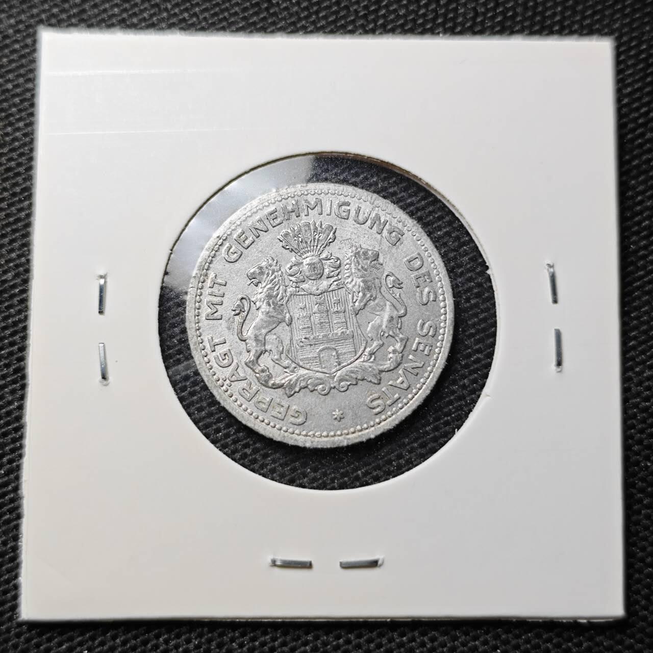 KK钱币收藏小铺 第329期 2月预留时间 周末发货  魏玛汉堡联邦1923年铝币 双狮徽记