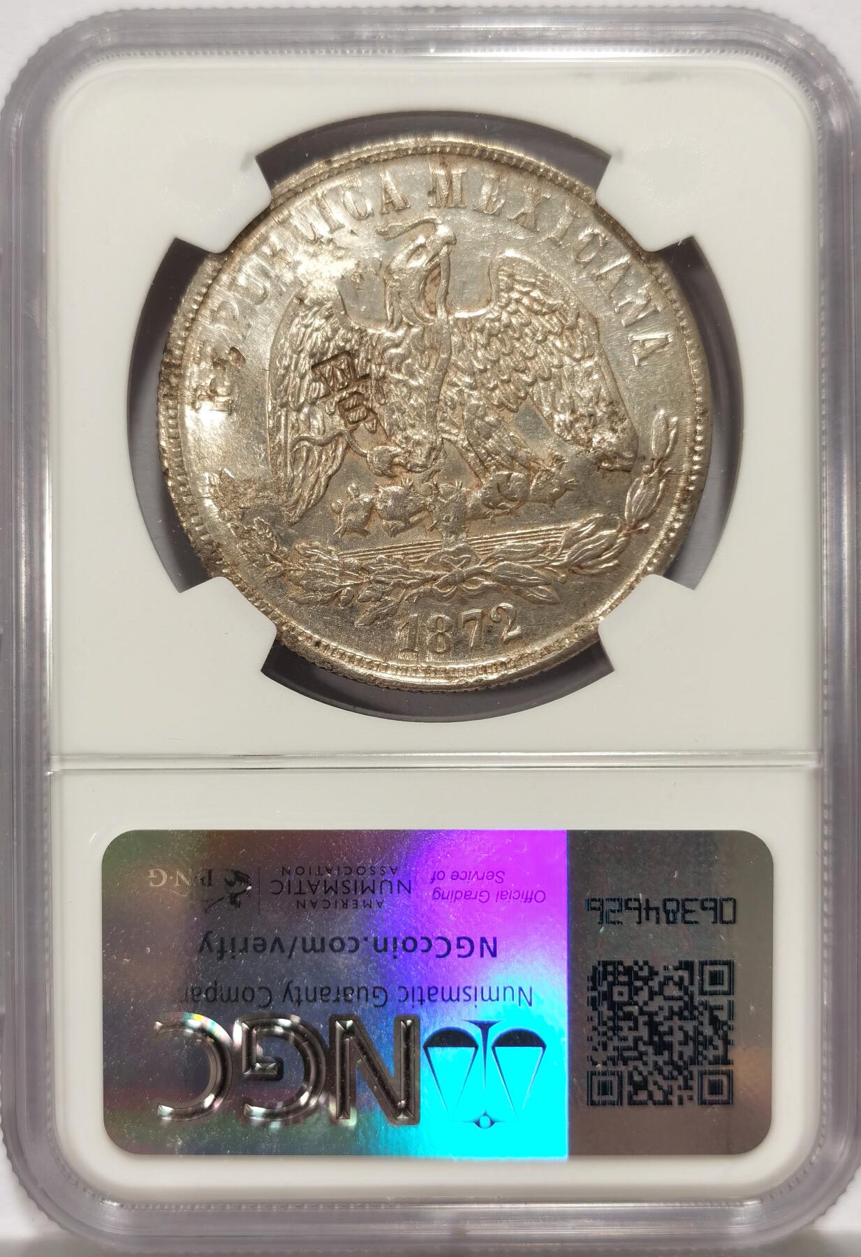 博洋堂世界钱币拍卖第136期（全场包邮） NGC Chopmarked 墨西哥1872年MO M版天平鹰洋，清晰“香、貞”等多个精美字戳