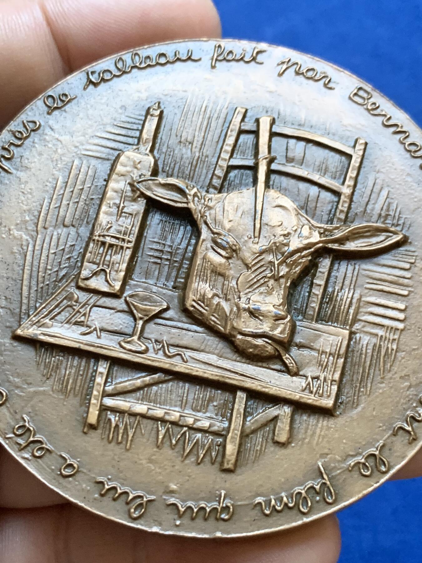 《竞宝斋》第413场 周日，周一，周二，3场连拍 （全场包邮） 伯纳德·布菲高浮雕纪念大铜章 带盒 174克 67.5mm