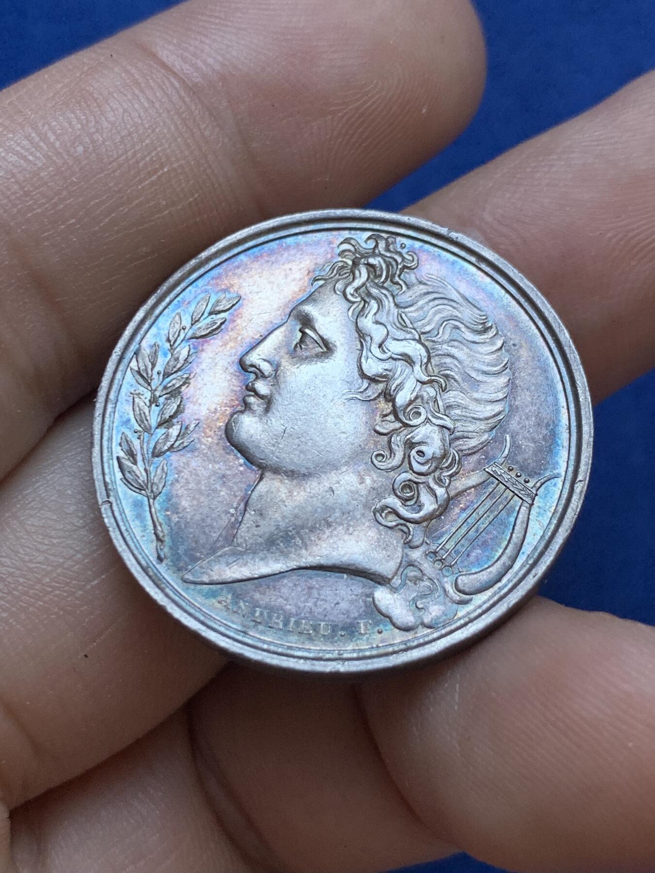 《竞宝斋》第413场 周日，周一，周二，3场连拍 （全场包邮） 法国哲学技术基金会银质jeton，12.92g，30mm，早期无边铭