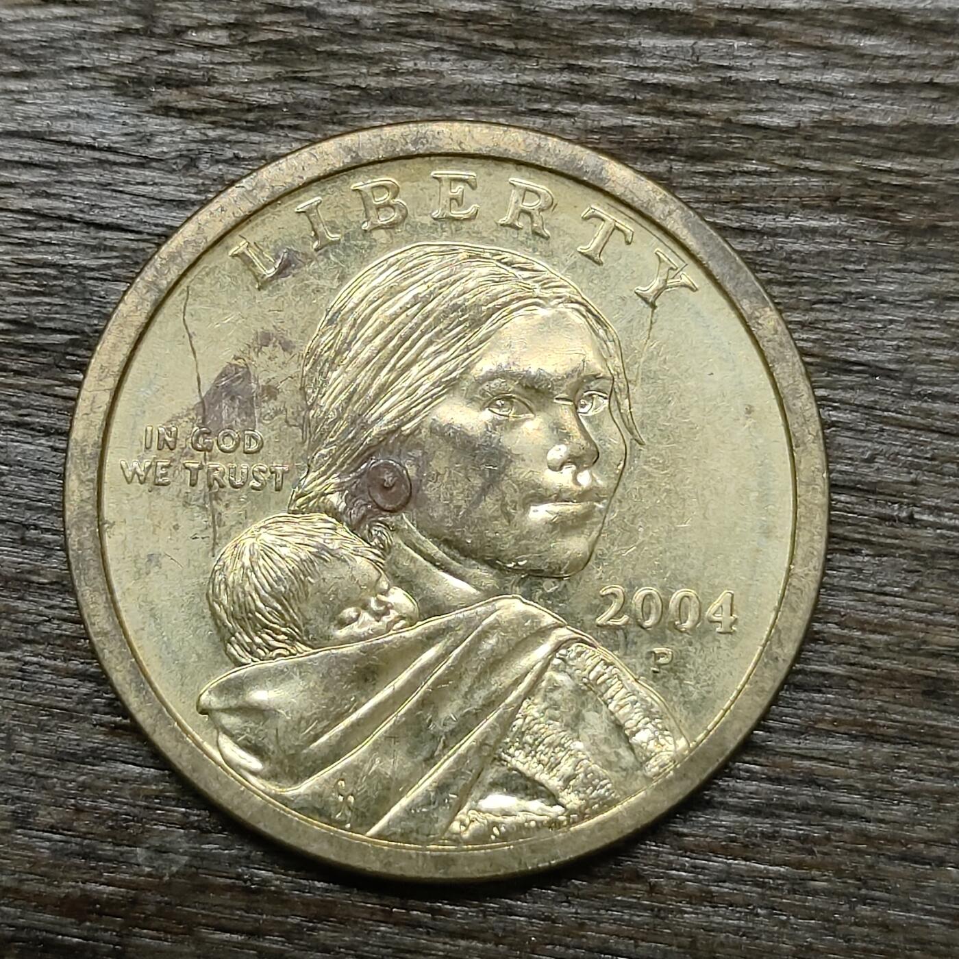 【铜匠收藏】★第131场★散币场，无佣金，30包邮。不满30元，支付5元运费。《接受代拍 代送NGC评级》 2004年 飞鹰版  美国 1元 萨卡加维纪念币