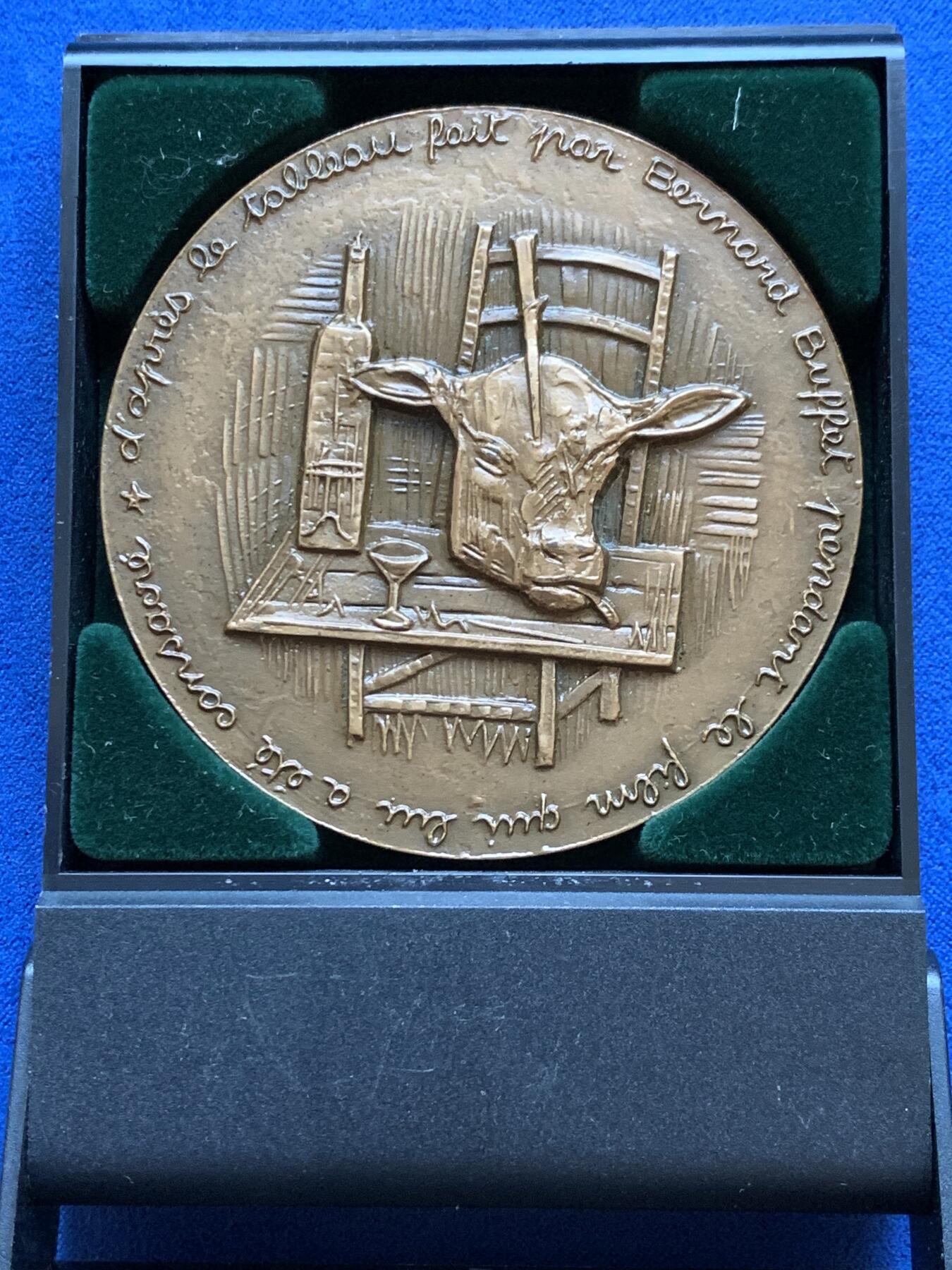 《竞宝斋》第413场 周日，周一，周二，3场连拍 （全场包邮） 伯纳德·布菲高浮雕纪念大铜章 带盒 174克 67.5mm