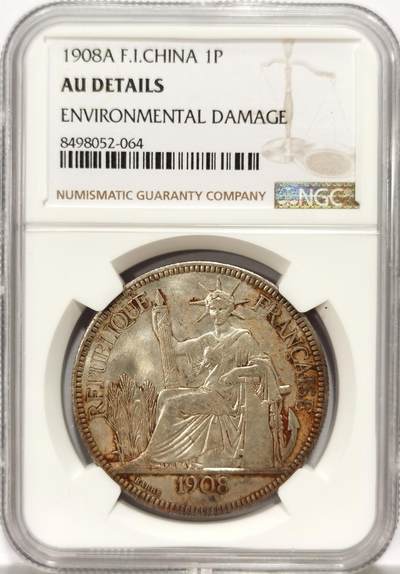博洋堂世界钱币拍卖第136期（全场包邮） - NGC AUD 法属1908印支坐洋，一线户家出来的原汁原味滴水未下，原味带光带彩