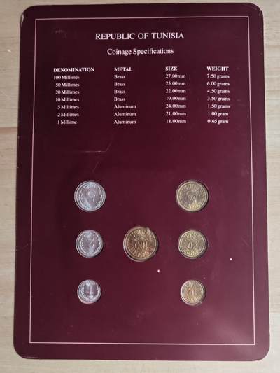 突尼斯富兰克林封装套币(1983年混版） 突尼斯富兰克林封装套币(1983年混版）