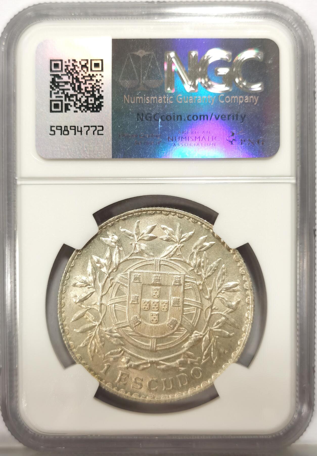 博洋堂世界钱币拍卖第136期（全场包邮） 1916年葡萄牙女神1埃斯库多银币NGC-UNCD，原汁原味，转光强烈细节优秀，状态极佳，疑似错杀。