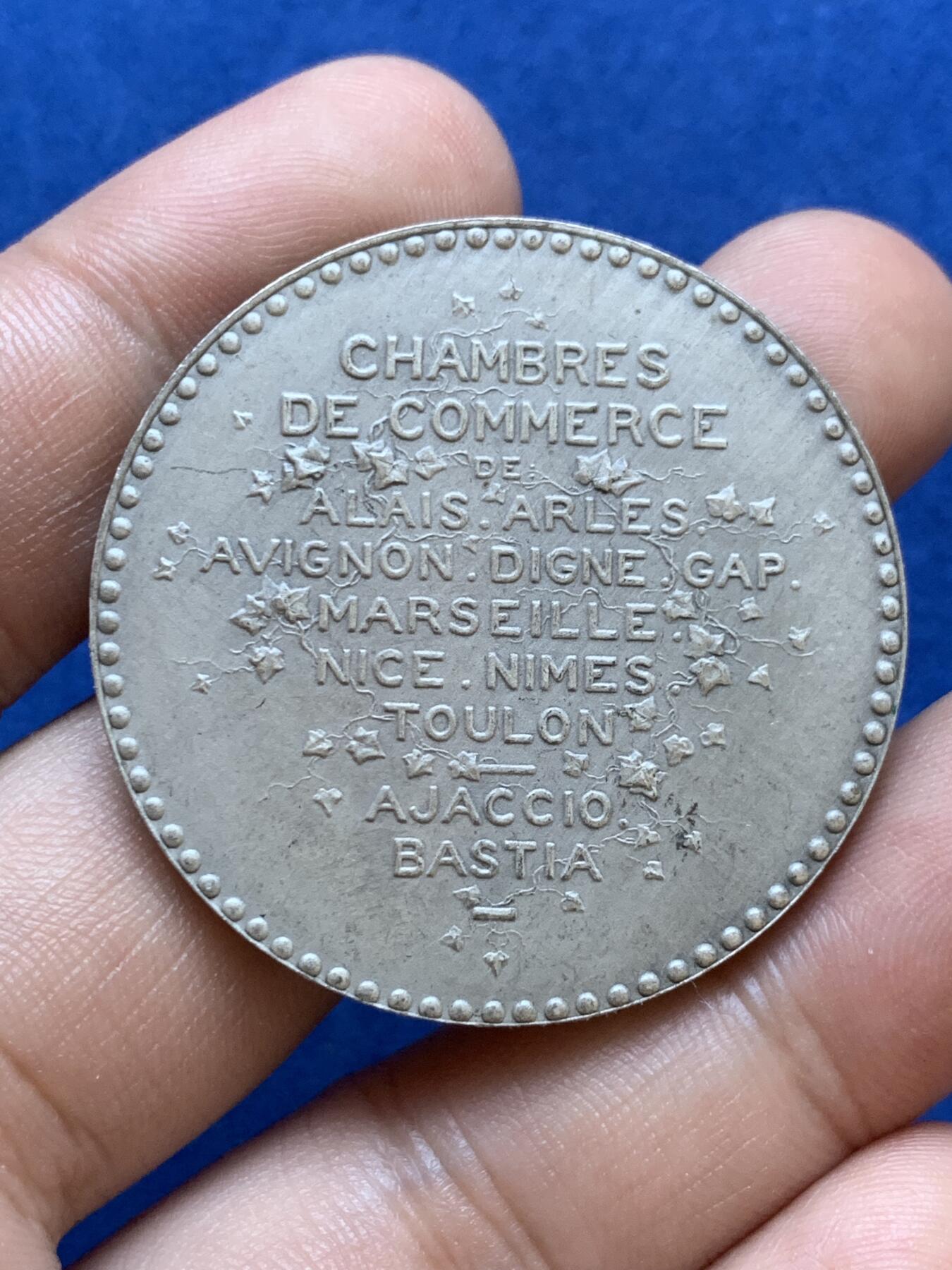 《竞宝斋》第413场 周日，周一，周二，3场连拍 （全场包邮） 法国阿莱斯商会银章，35.97g，40.8mm，丰饶角2argent边铭