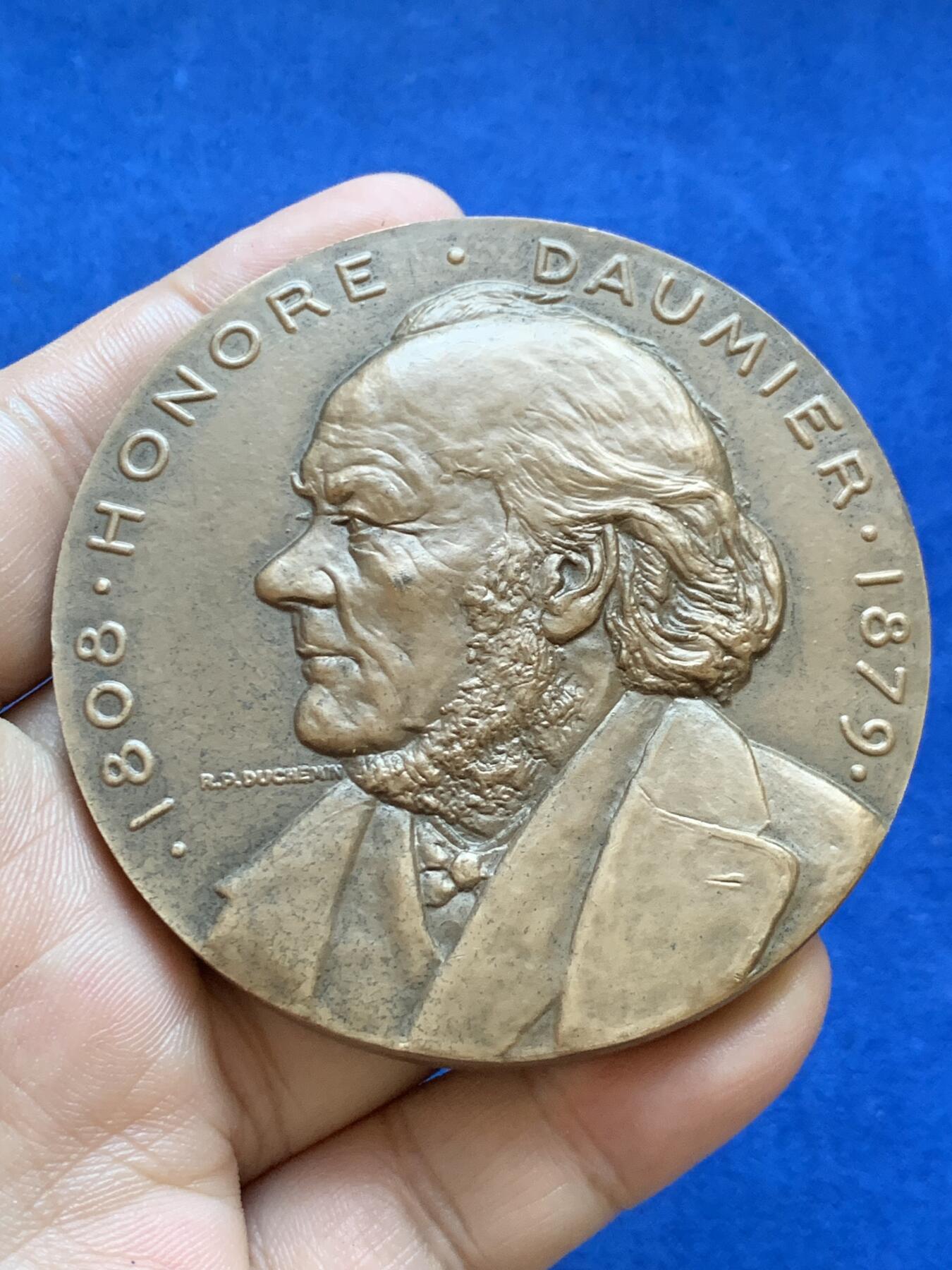 《竞宝斋》第413场 周日，周一，周二，3场连拍 （全场包邮） 霍诺雷·多米埃纪念铜章 带盒 166克 67.5mm