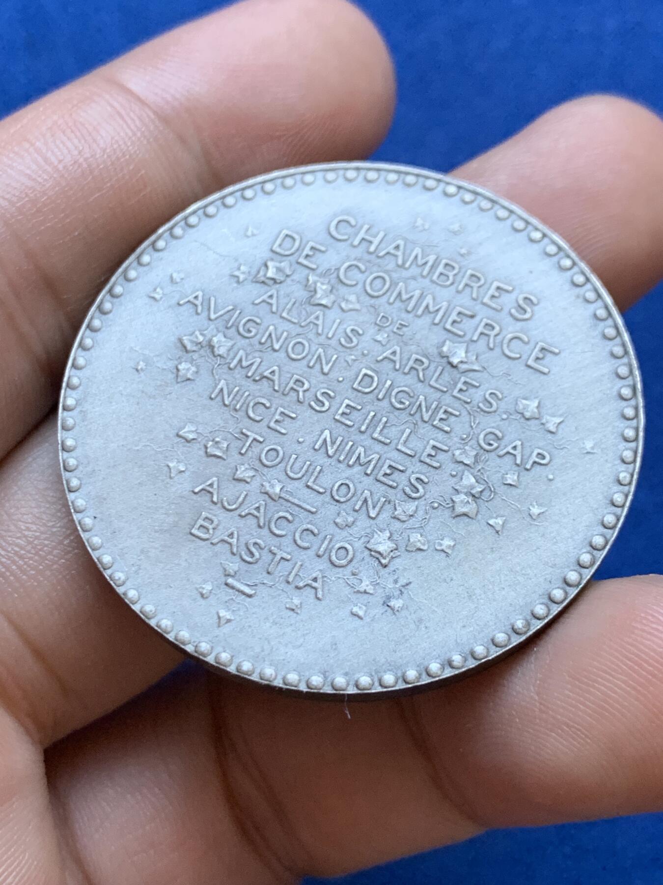 《竞宝斋》第413场 周日，周一，周二，3场连拍 （全场包邮） 法国阿莱斯商会银章，35.97g，40.8mm，丰饶角2argent边铭