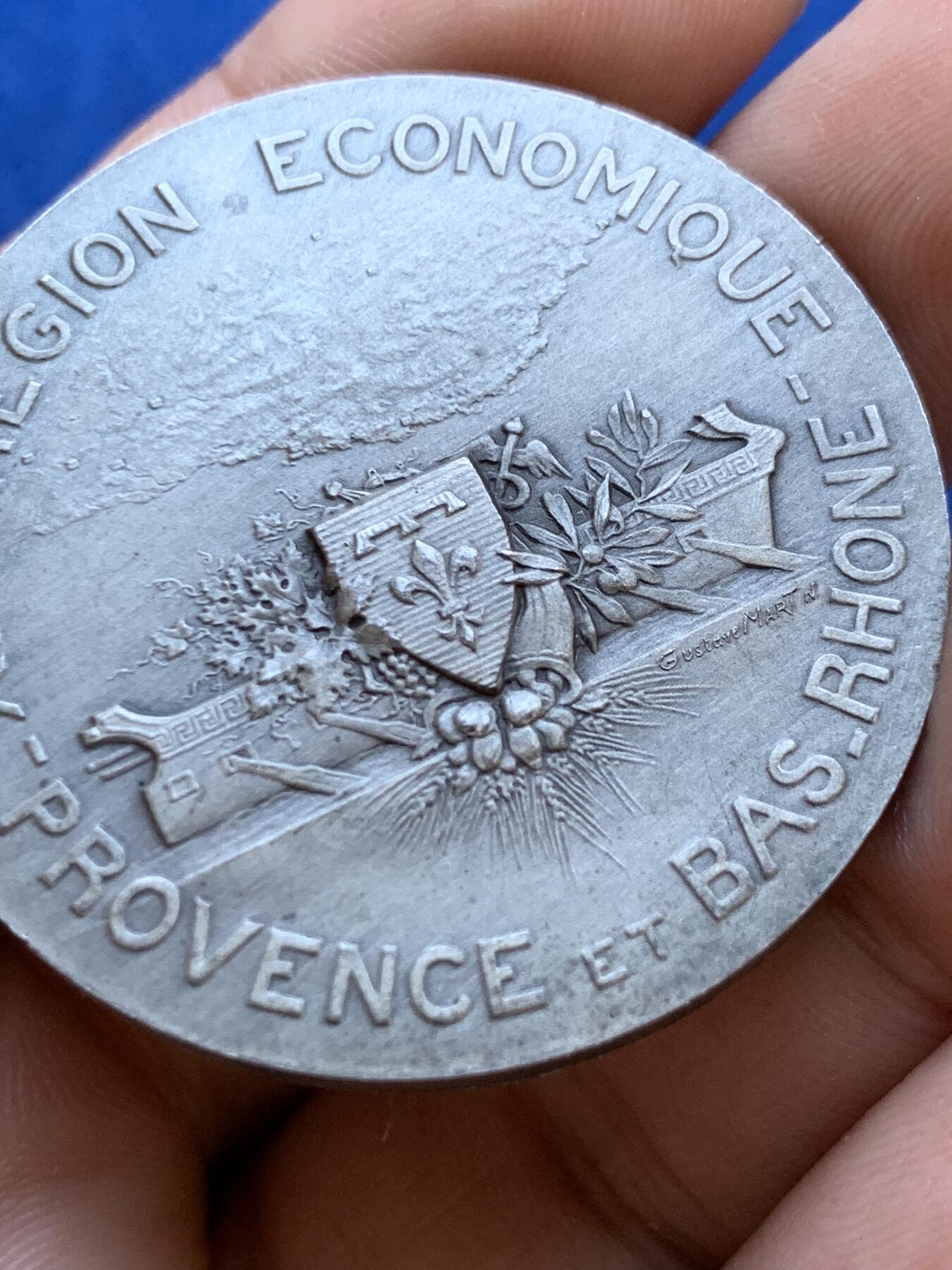 《竞宝斋》第413场 周日，周一，周二，3场连拍 （全场包邮） 法国阿莱斯商会银章，35.97g，40.8mm，丰饶角2argent边铭