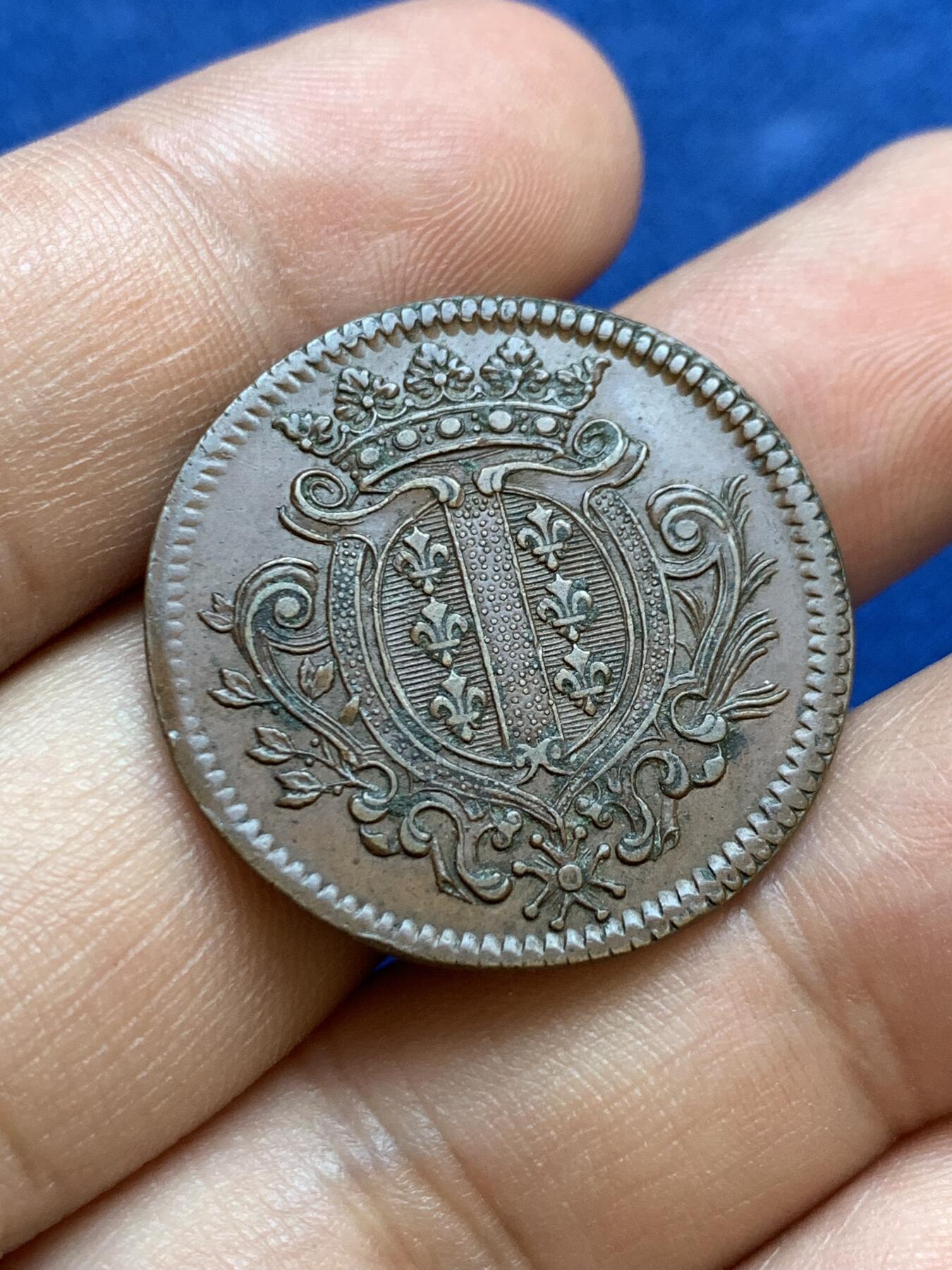 《竞宝斋》第413场 周日，周一，周二，3场连拍 （全场包邮） 法国威尼斯运河骑士大使铜质代币，8.68g，29.3mm