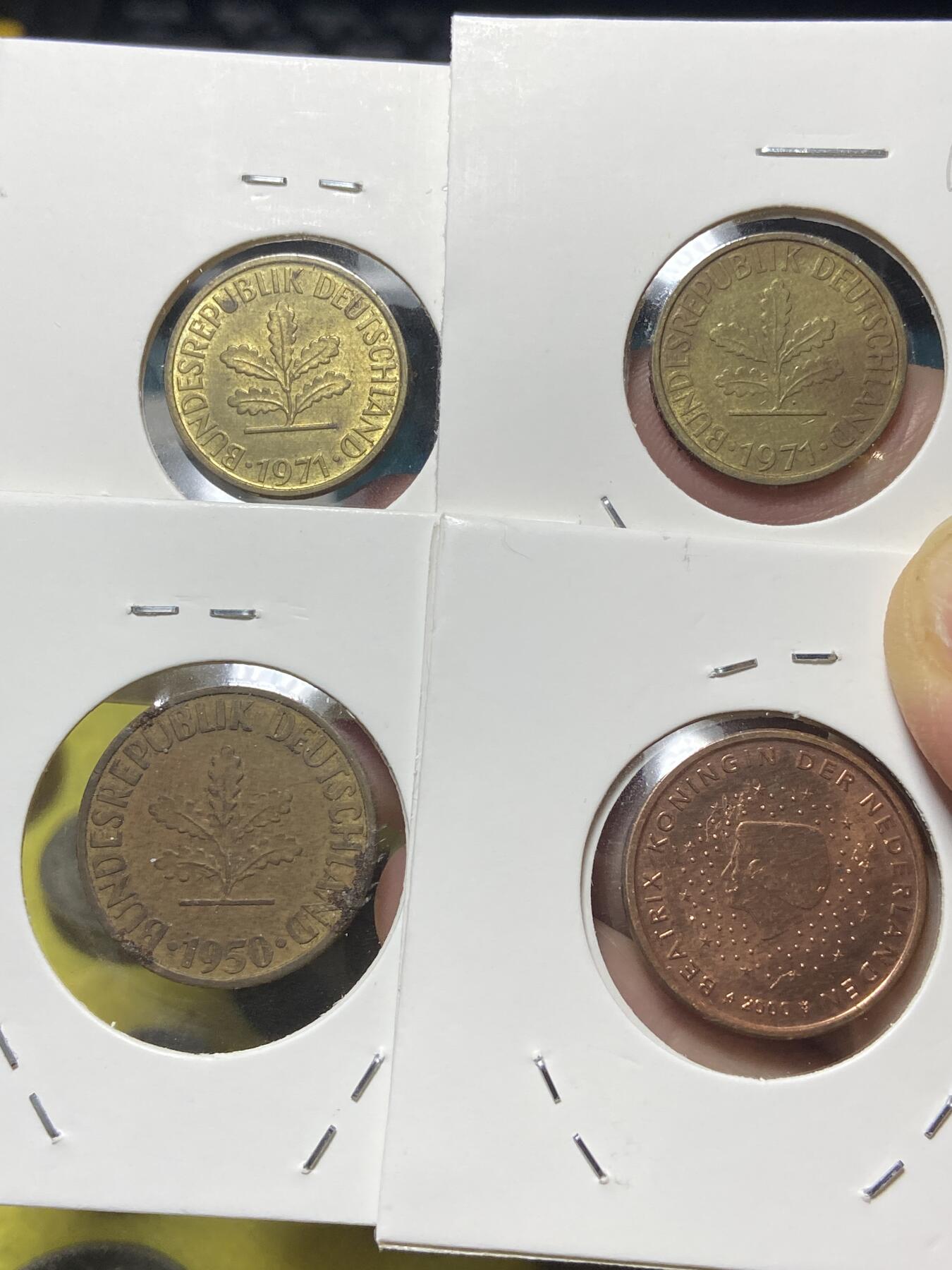 2025年第八十三场(总第一百零九场）外国好品散币(免佣金) 4枚：德国🇩🇪1971年5芬尼，1950年10芬尼，5欧分