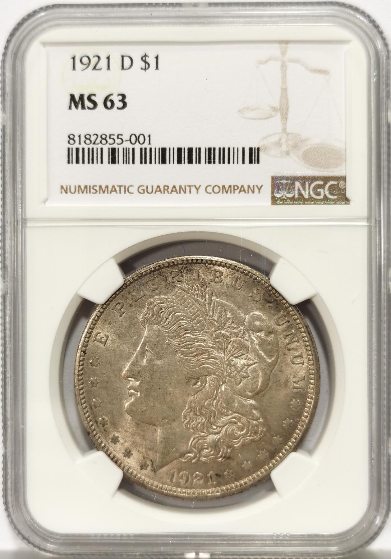 博洋堂世界钱币拍卖第136期（全场包邮） NGC MS63 美国1921年D版摩根大银币