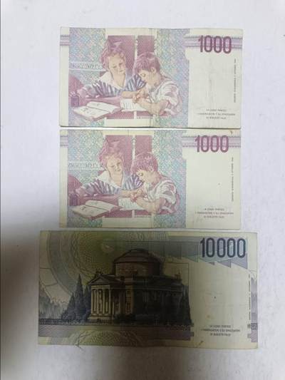【20250829】非全新纸币第280场 意大利3张纸币，有微裂