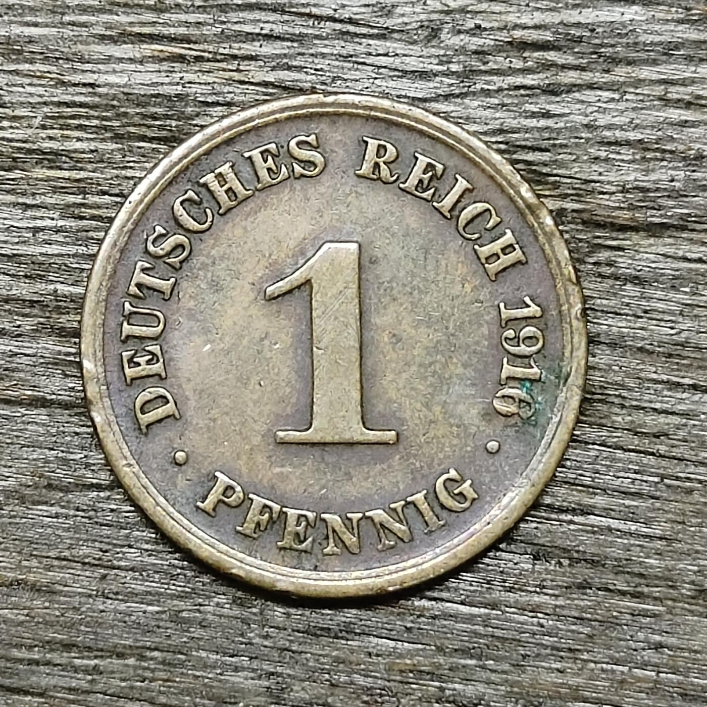 【铜匠收藏】★第131场★散币场，无佣金，30包邮。不满30元，支付5元运费。《接受代拍 代送NGC评级》 德国 1916年 1芬尼 D厂德意志第二帝国长翅鹰 铜币