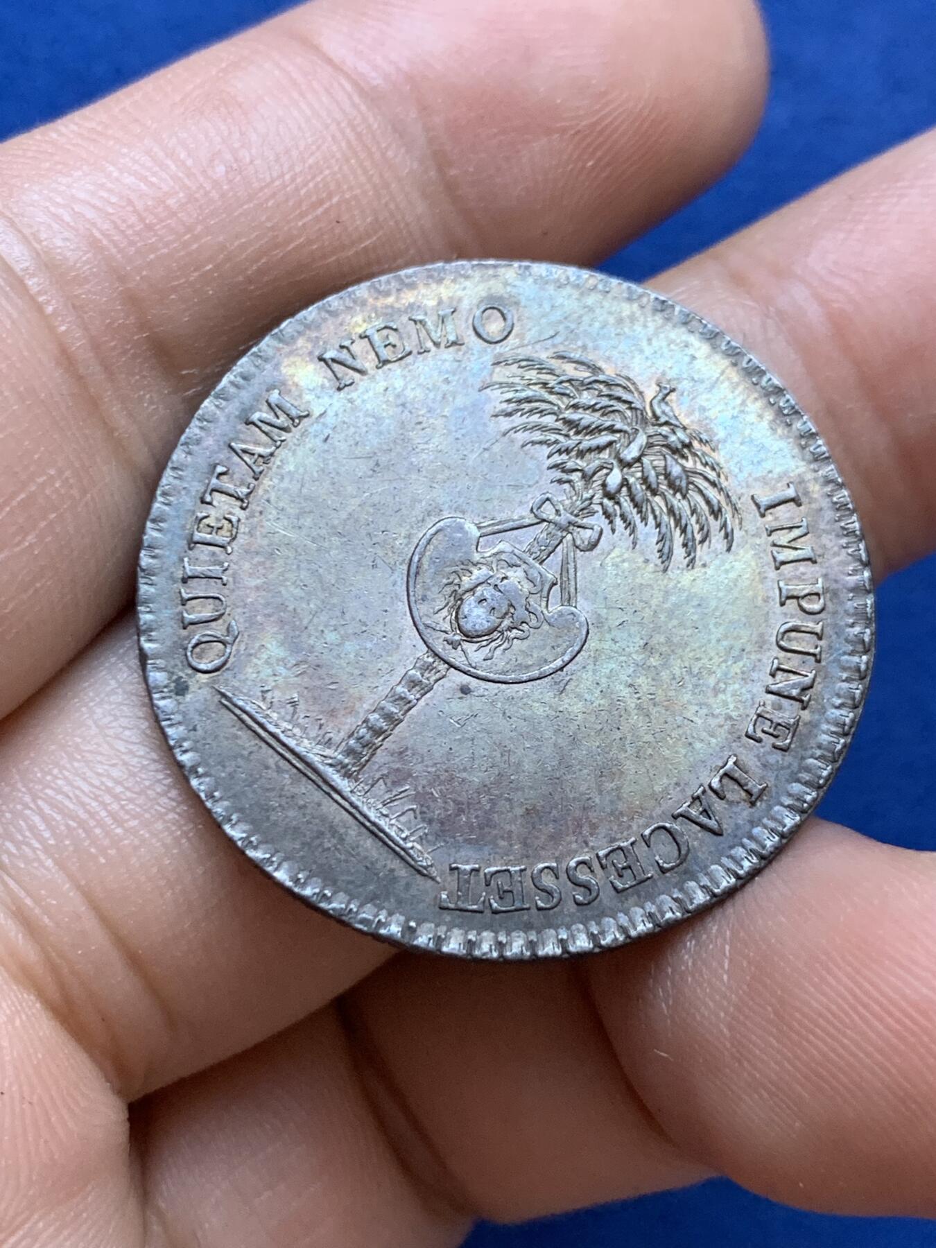 《竞宝斋》第413场 周日，周一，周二，3场连拍 （全场包邮） 法国里昂法律与律师银质代币，11.2g，31.5mm，早期无边铭