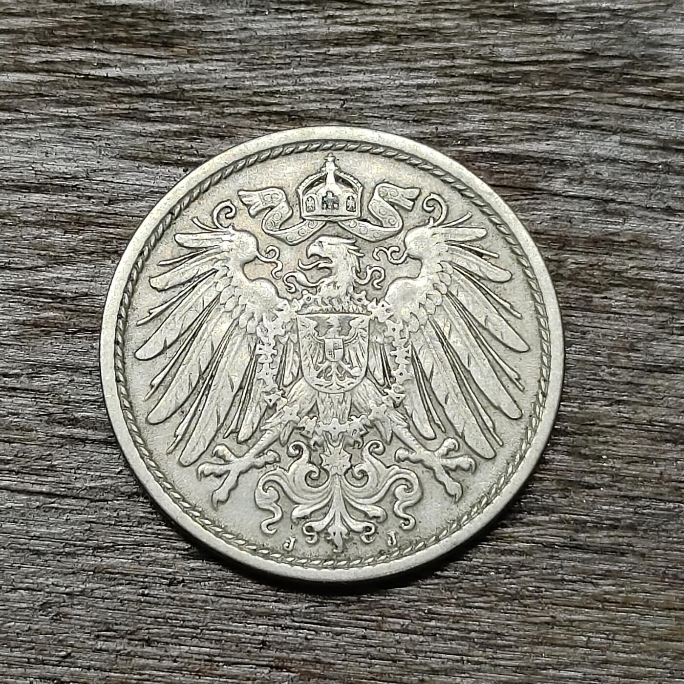 【铜匠收藏】★第131场★散币场，无佣金，30包邮。不满30元，支付5元运费。《接受代拍 代送NGC评级》 德国 1912年 10芬尼 长翅鹰J厂镍币德意志第二帝国