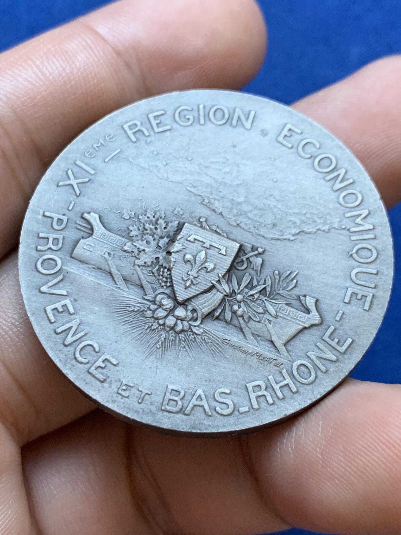 《竞宝斋》第413场 周日，周一，周二，3场连拍 （全场包邮） 法国阿莱斯商会银章，35.97g，40.8mm，丰饶角2argent边铭