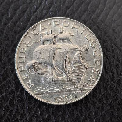 道一币馆币章第一百四十三场 - 葡萄牙1951年帆船2.5埃斯库多银币
