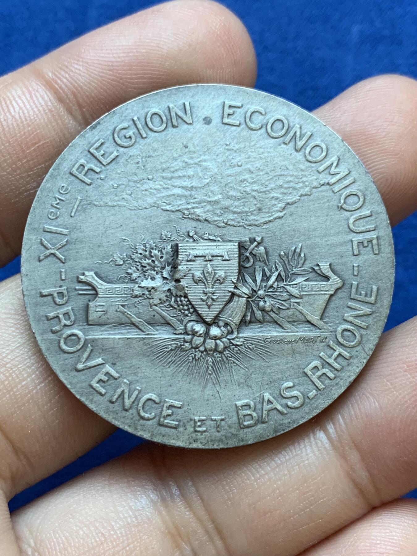 《竞宝斋》第413场 周日，周一，周二，3场连拍 （全场包邮） 法国阿莱斯商会银章，35.97g，40.8mm，丰饶角2argent边铭