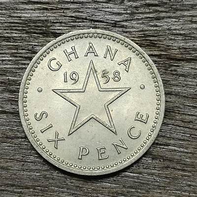 【铜匠收藏】★第131场★散币场，无佣金，30包邮。不满30元，支付5元运费。《接受代拍 代送NGC评级》 - 1958年 加纳 6便士 铜镍币