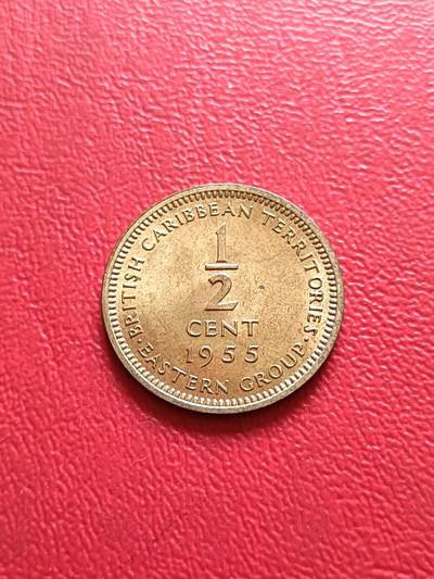 【云涧收藏】第五十七场 - 英属东加勒比1955年1/2分，UNC