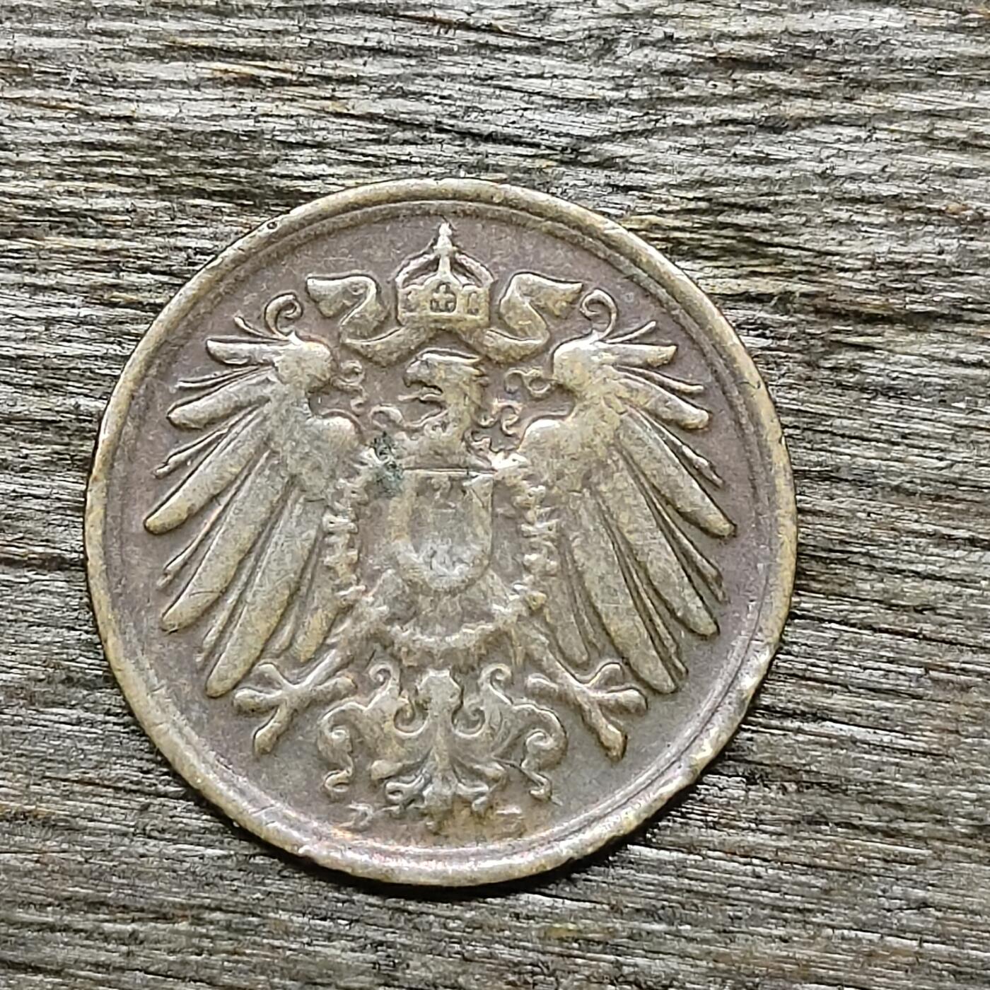 【铜匠收藏】★第131场★散币场，无佣金，30包邮。不满30元，支付5元运费。《接受代拍 代送NGC评级》 德国 1916年 1芬尼 D厂德意志第二帝国长翅鹰 铜币