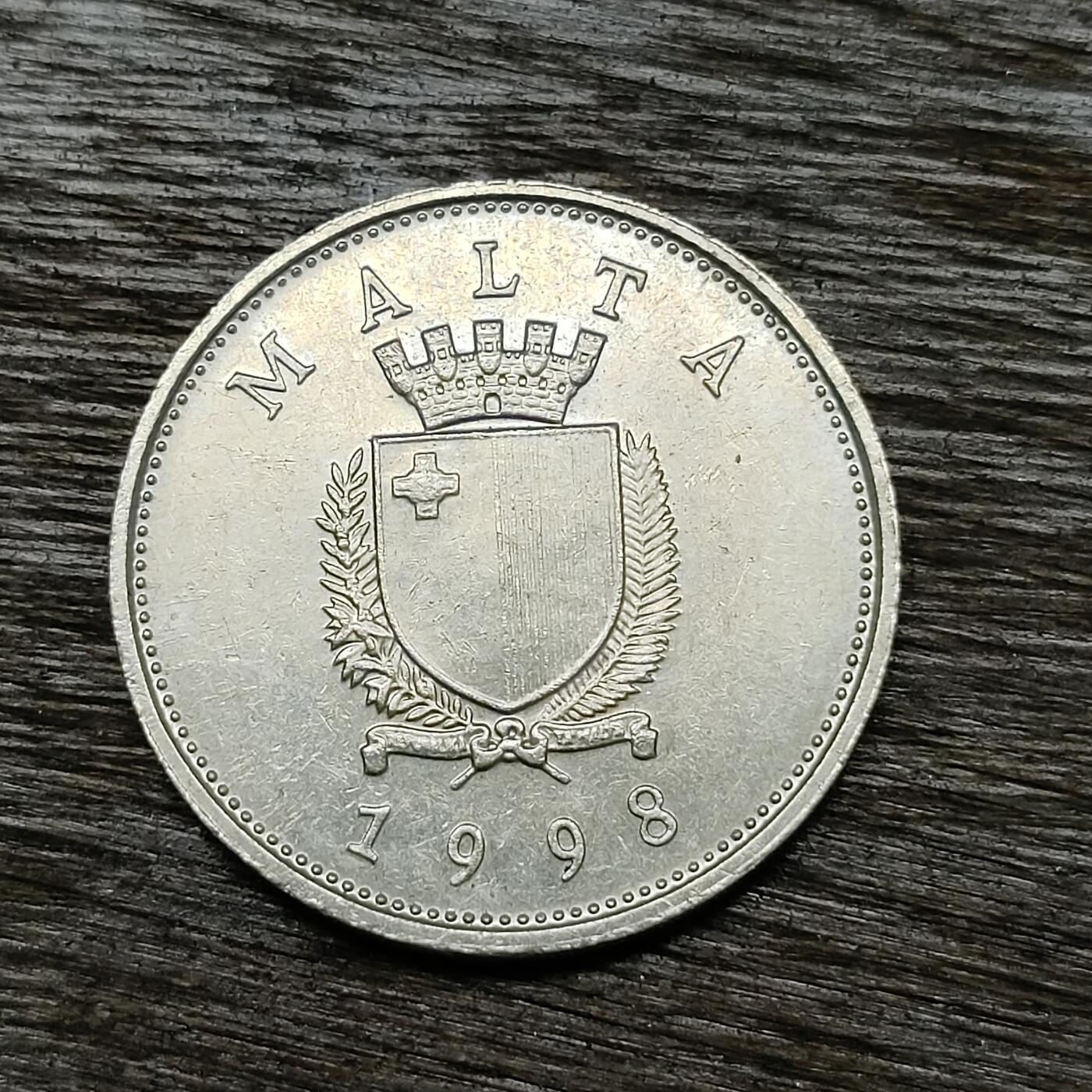 【铜匠收藏】★第131场★散币场，无佣金，30包邮。不满30元，支付5元运费。《接受代拍 代送NGC评级》 1998年 马耳他 25分