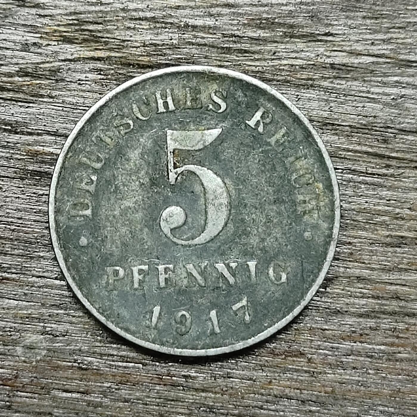 【铜匠收藏】★第131场★散币场，无佣金，30包邮。不满30元，支付5元运费。《接受代拍 代送NGC评级》 德国 1917年 5芬尼 铁币 德意志第二帝国长翅鹰硬币