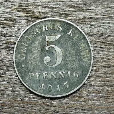 【铜匠收藏】★第131场★散币场，无佣金，30包邮。不满30元，支付5元运费。《接受代拍 代送NGC评级》 - 德国 1917年 5芬尼 铁币 德意志第二帝国长翅鹰硬币