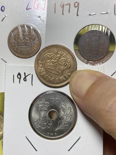 2025年第八十三场(总第一百零九场）外国好品散币(免佣金) - 丹麦🇩🇰玛格丽特二世时期4枚：1989年50欧尔，1990年25欧尔，1979年5欧尔，1981年25欧尔