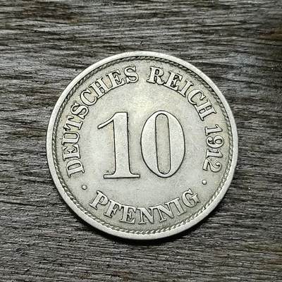 【铜匠收藏】★第131场★散币场，无佣金，30包邮。不满30元，支付5元运费。《接受代拍 代送NGC评级》 - 德国 1912年 10芬尼 长翅鹰J厂镍币德意志第二帝国