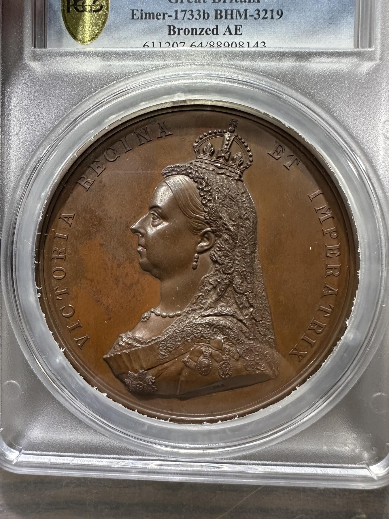 1887维多利亚登基纪念大铜章PCGS SP64