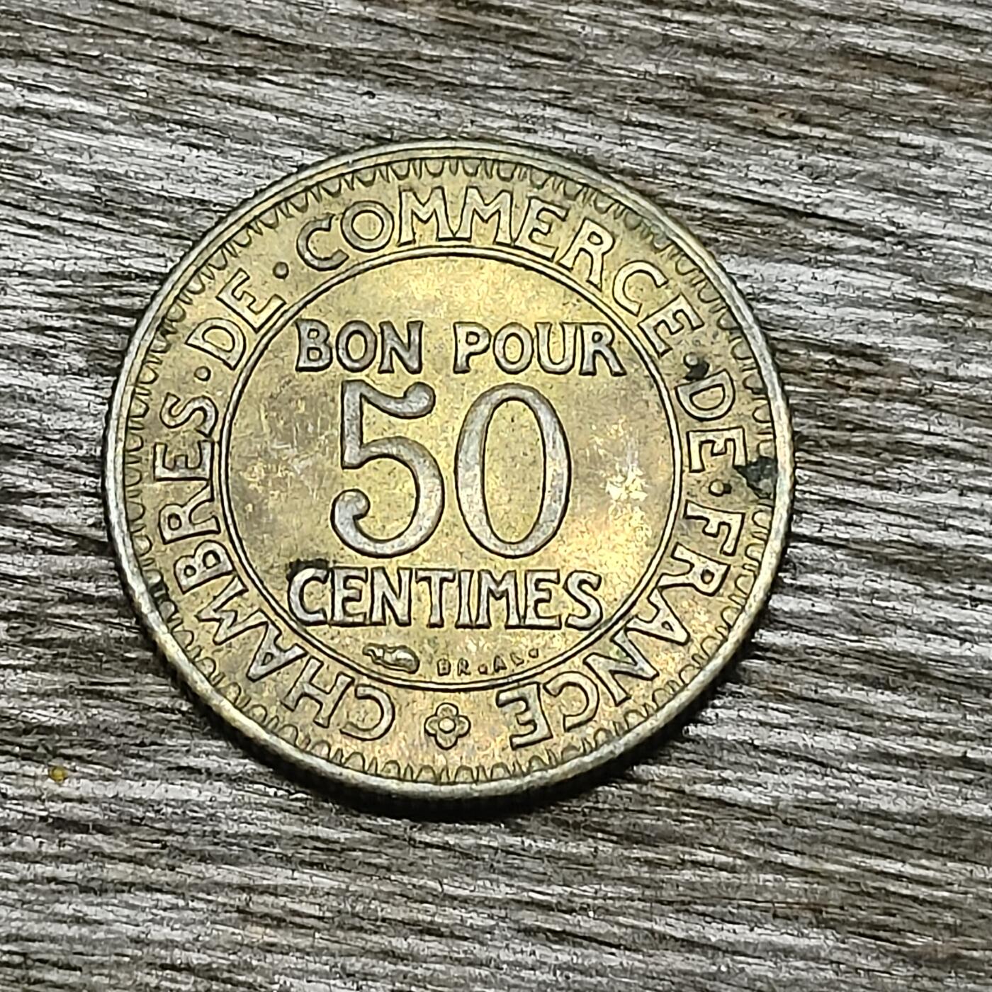 【铜匠收藏】★第131场★散币场，无佣金，30包邮。不满30元，支付5元运费。《接受代拍 代送NGC评级》 法国 50分 1923年 铝青铜商务部座人