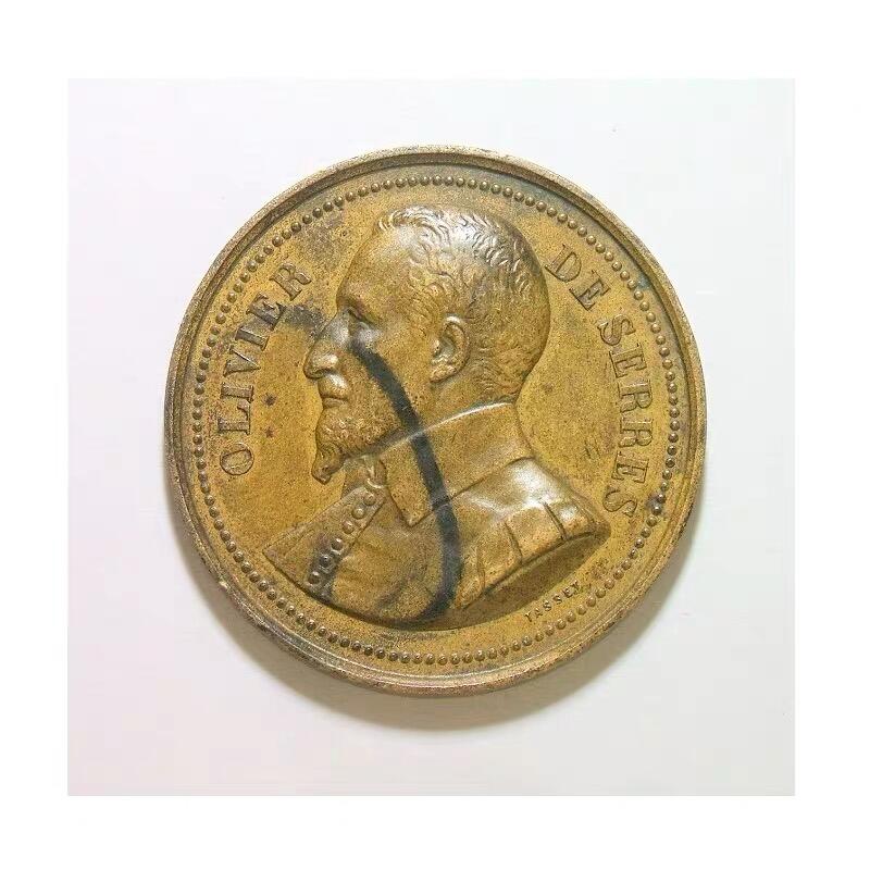 法国1900年前后 德塞雷斯高浮雕精制大铜章 40MM