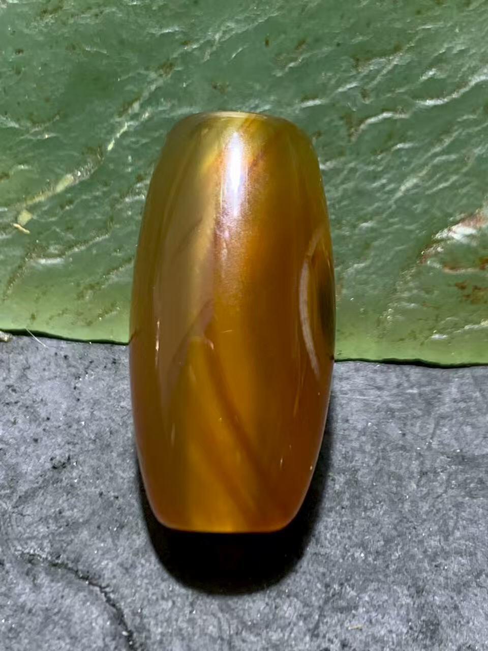 精美高玉化天眼纹缠丝玛瑙桶珠一颗，