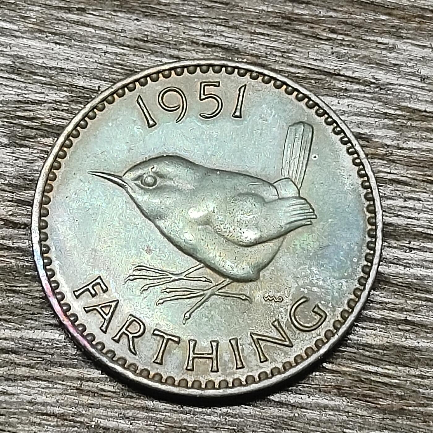 【铜匠收藏】★第131场★散币场，无佣金，30包邮。不满30元，支付5元运费。《接受代拍 代送NGC评级》 英国 1法新 1951年 知更鸟 铜币 乔治六世