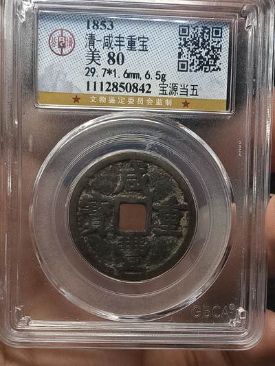 银元专场第二期（少量铜钱铜元） - 宝源当五，公博评级80