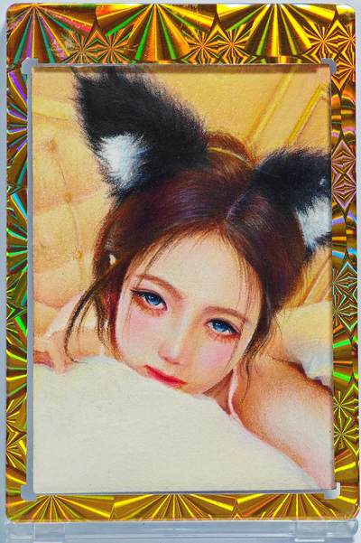 白泽拍卖卡牌手绘专场第23期（中庭淡月照三更，白露洗空河汉明） - 2025 熊猫工作室手绘卡 软绒  阿鲲亲签 卡砖封装