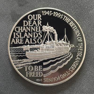 道一币馆币章第一百四十四场 - 奥尔德尼岛1995年岛民归乡40周年2镑精制银币  28.28g 925S 10000