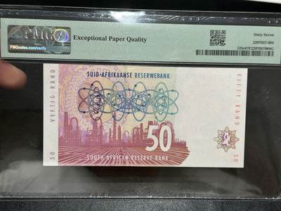 《外钞收藏家》第五百七十四期（精选场）（本平台长期征集拍品、欢迎藏友们联系合作） 1999年南非50兰特 PMG67 无47