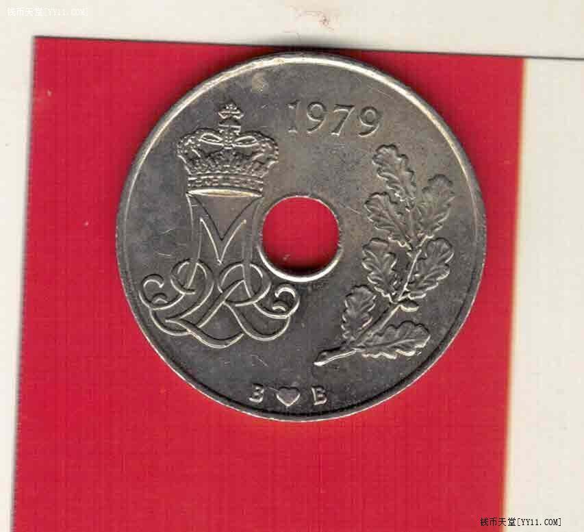 丹麦1979年25欧尔 实物如图 八五品