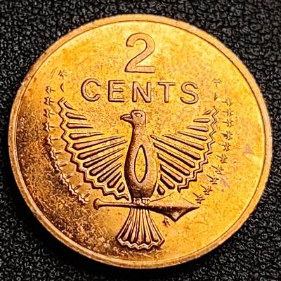 泉币菌-第100场-百场纪念 精品场 - 稀少 原铜光极美品 英属所罗门群岛 1977年2分铜币 鹰 伊丽莎白二世 第二肖像 大洋洲