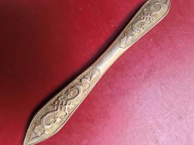 民国双尖压发簪银贴金 民国双尖压发簪银贴金