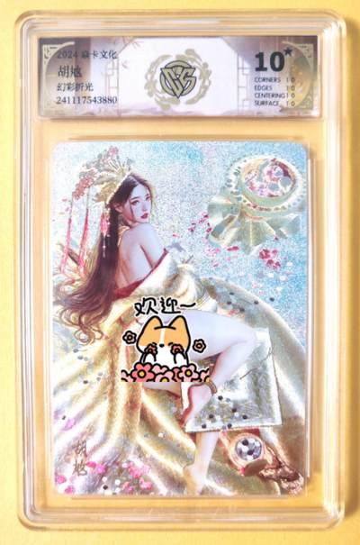 趣卡卡拍No.15期（无佣金免手续费，分享成交有奖） - 【10星完美品相，联名标签，评级卡】焱卡文化-刷子 人间传 胡奿 幻彩折光评级卡（10星）