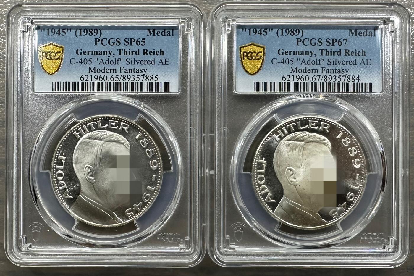 1945年德国阿道夫铜镀银纪念章PCGS sp65/67