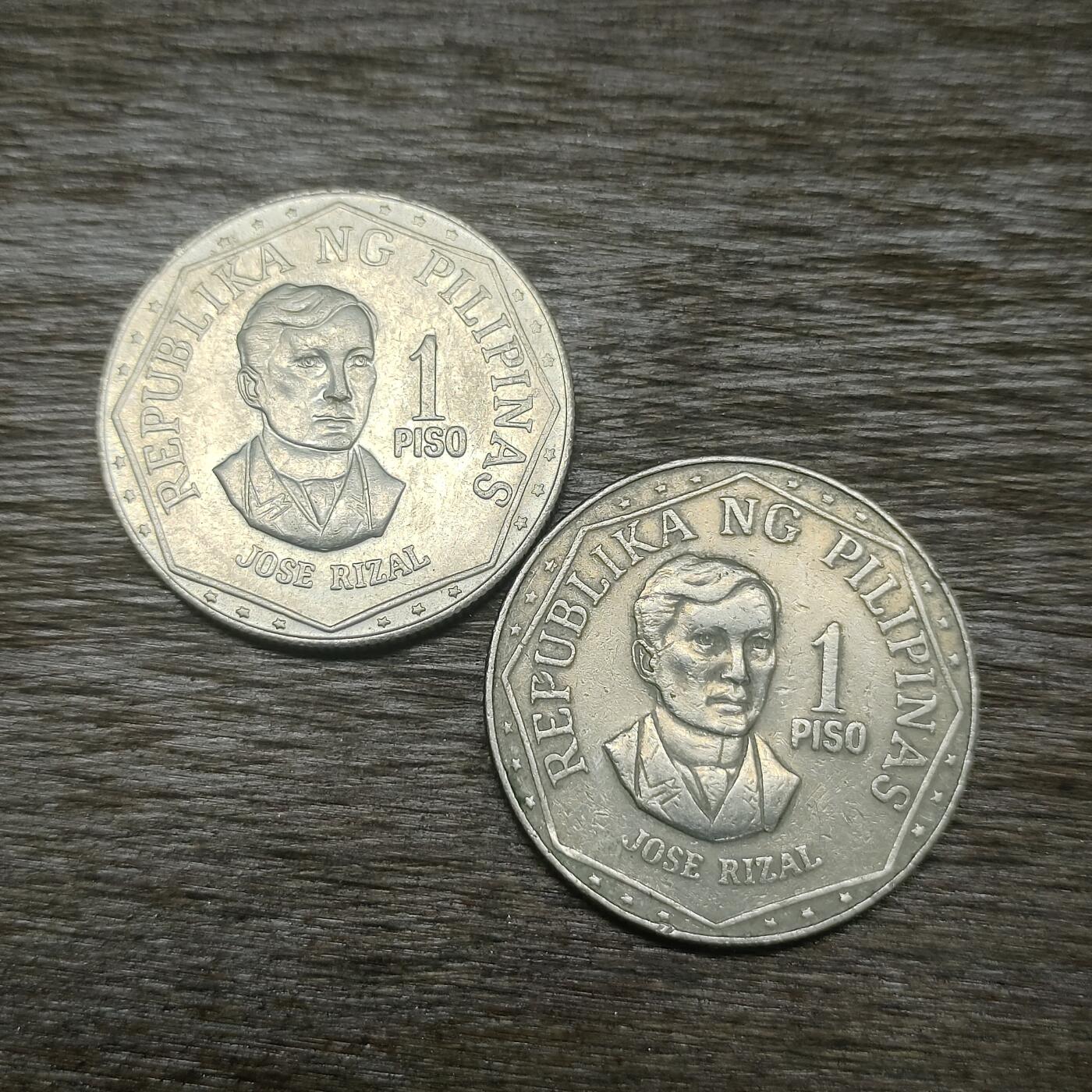 【铜匠收藏】★第131场★散币场，无佣金，30包邮。不满30元，支付5元运费。《接受代拍 代送NGC评级》 菲律宾 1比索 1976/1978年 国父黎刹 共两枚