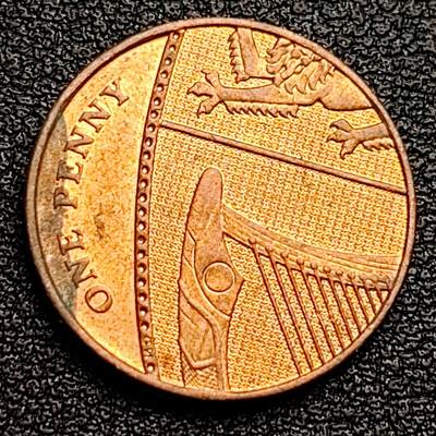 泉币菌-第100场-百场纪念 精品场 - 原铜光极美品 英国1便士铜币 狮腿版 20.3mm