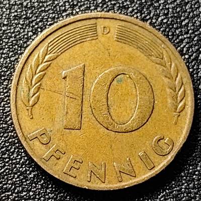 泉币菌-第100场-百场纪念 精品场 - 联邦德国1950年 10芬尼硬币 橡树麦穗  银行版