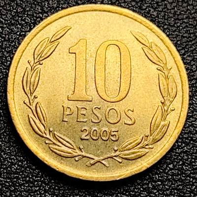 泉币菌-第100场-百场纪念 精品场 - 原铜光极美 智利2005年10比索青铜币 独立战争领袖奥希金斯 21MM 